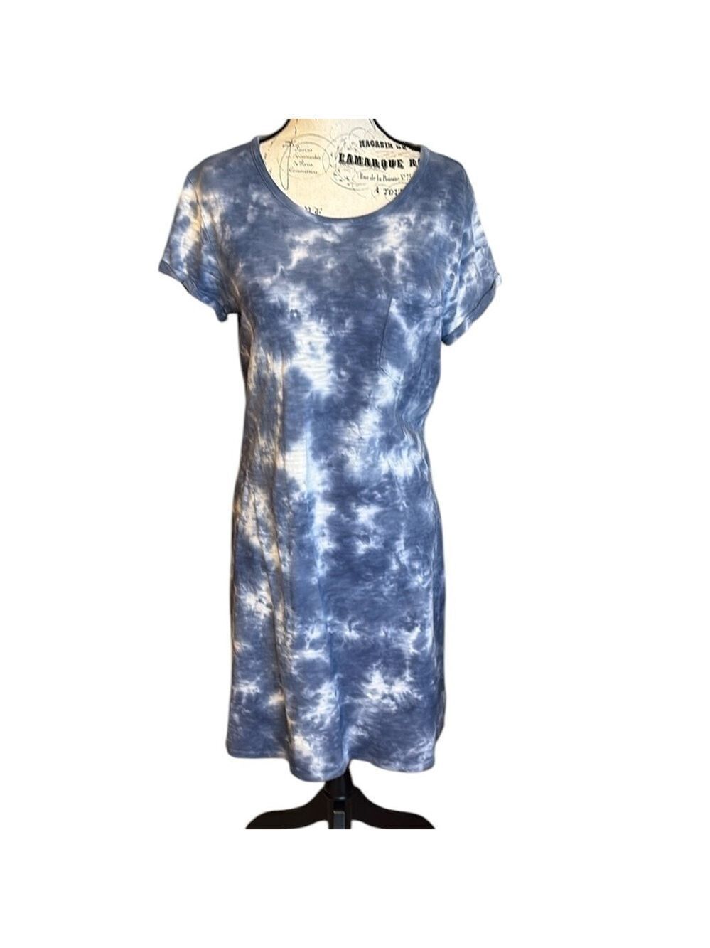 GAP Tie-Dye T-Shirt Dress Knit Blue & White Size M